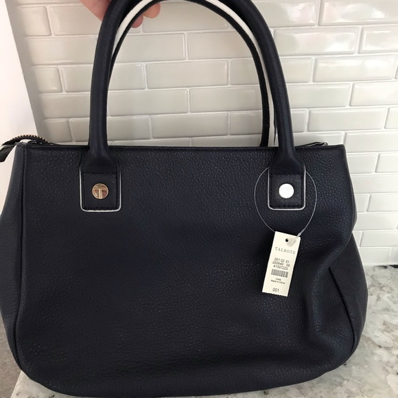 NWT Navy Leather Handbag Talbots
